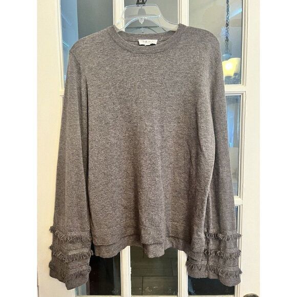 THML Anthropologie Sweater Womens Small Gray Ruffle Sleeve Boho Popover.    P - Picture 2 of 7